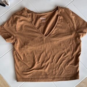 Wild Fable Brown Crop Fitted T-Shirt